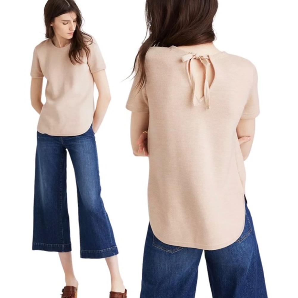 Madewell Light Pink Knit Wool Blend Structured Sweater Tee